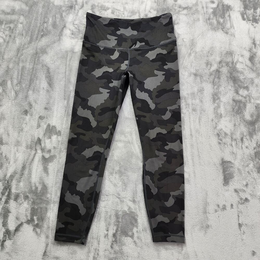 Yogalicious Lux Leggings Womens M Gray Camo Print High Waist 7/8 Ankle Workout